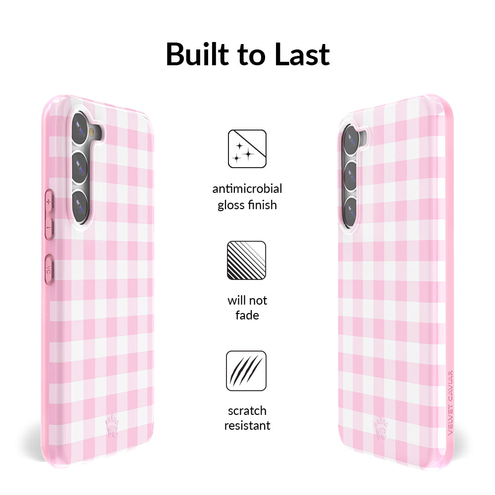 Baby Pink Gingham Samsung Case - Image 4