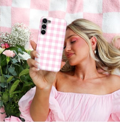 Baby Pink Gingham Samsung Case - Image 8