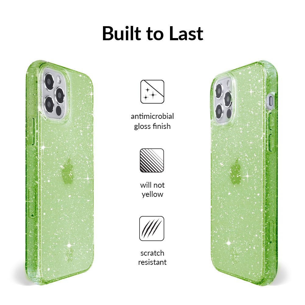 Lime Stardust Glitter iPhone Case - Image 5