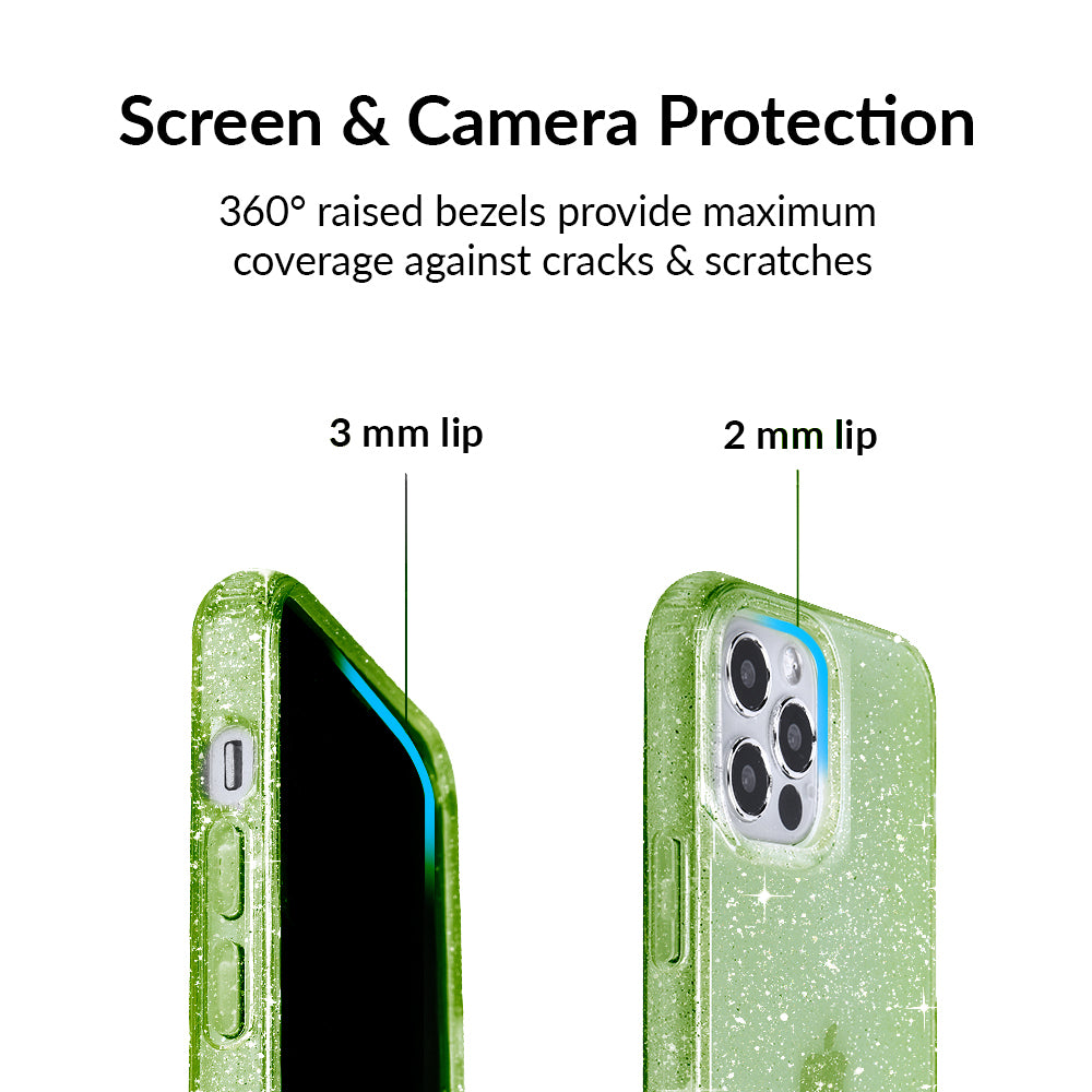 Lime Stardust Glitter iPhone Case - Image 3