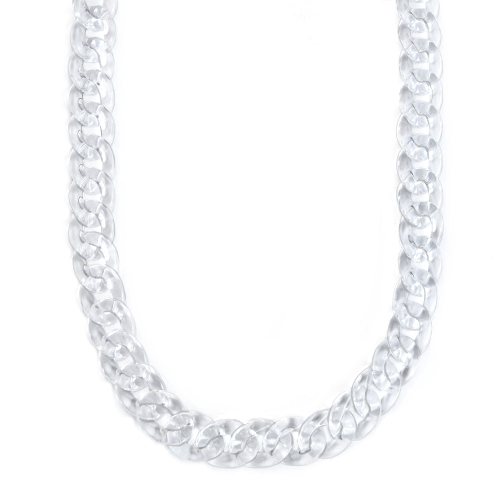 Mask Chain Necklace - 19mm Curb in Clear Lucite
