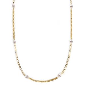 Mask Chain Necklace - 5mm Mixed Pearl in Gold