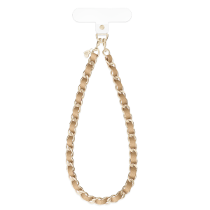 Nude Leather Chain Phone Charm