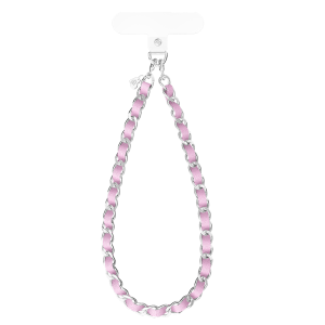 Pink Leather Chain Phone Charm