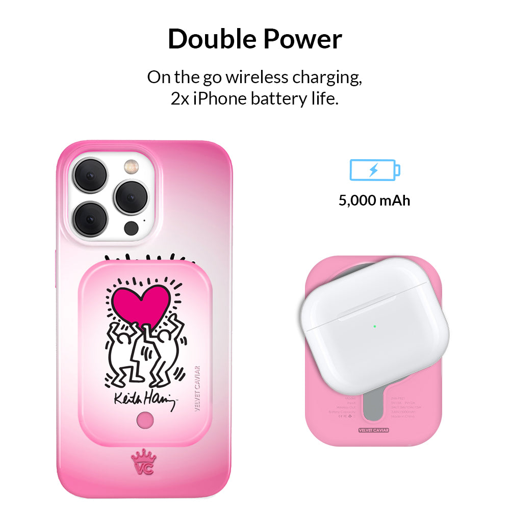 Keith Haring Pink Heart Portable MagSafe Charger Power Pack - Image 3