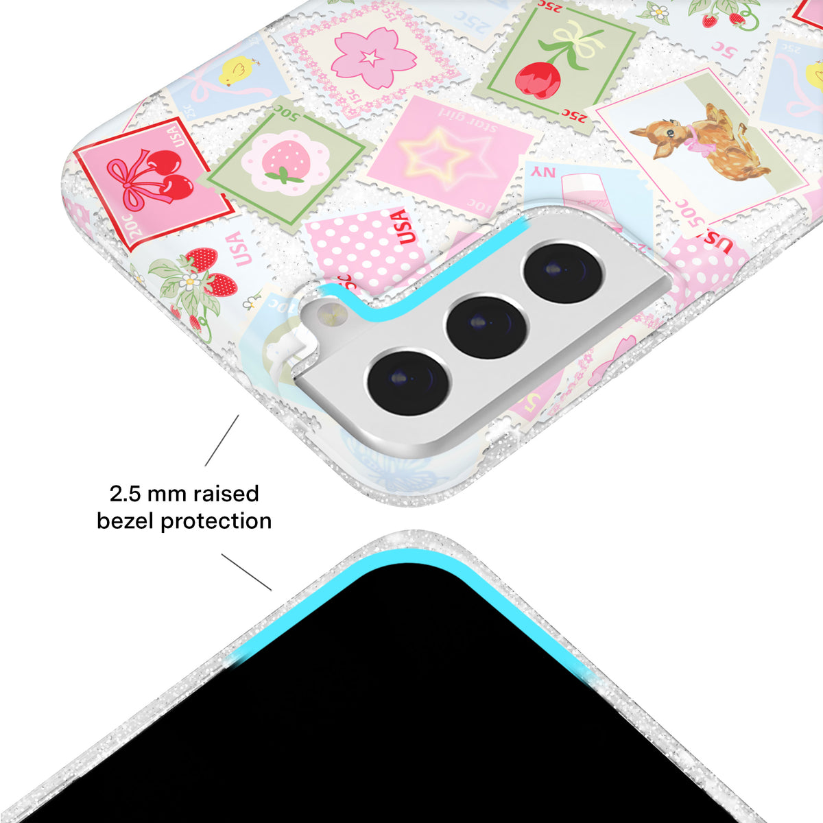 Spring Whimsy Stamps Glitter Samsung Case - Image 7