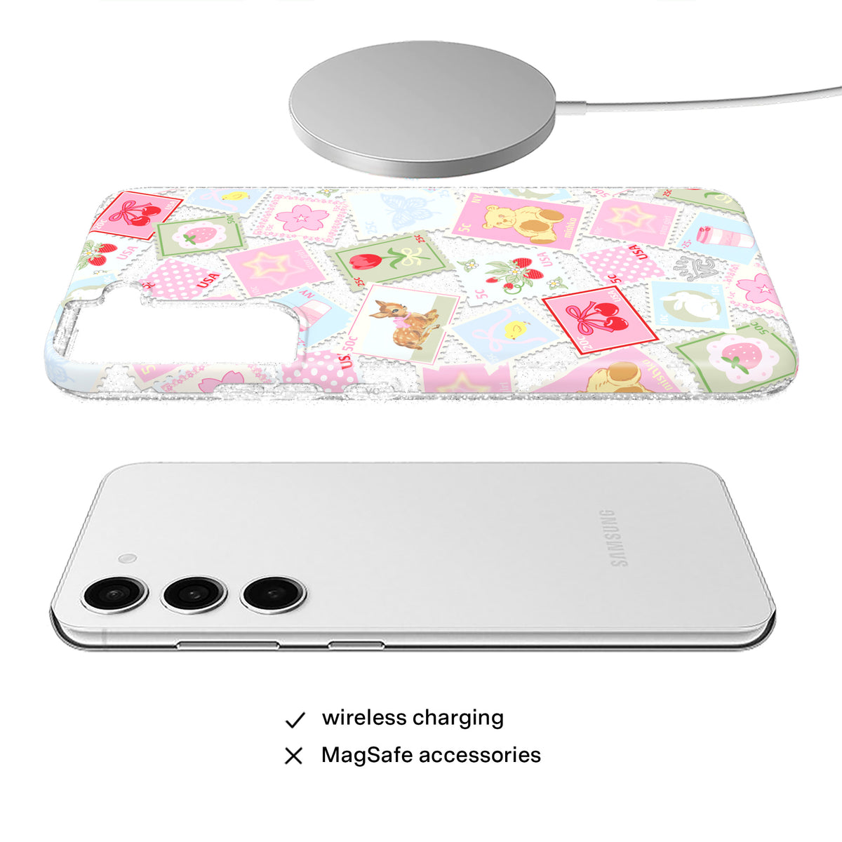 Spring Whimsy Stamps Glitter Samsung Case - Image 8