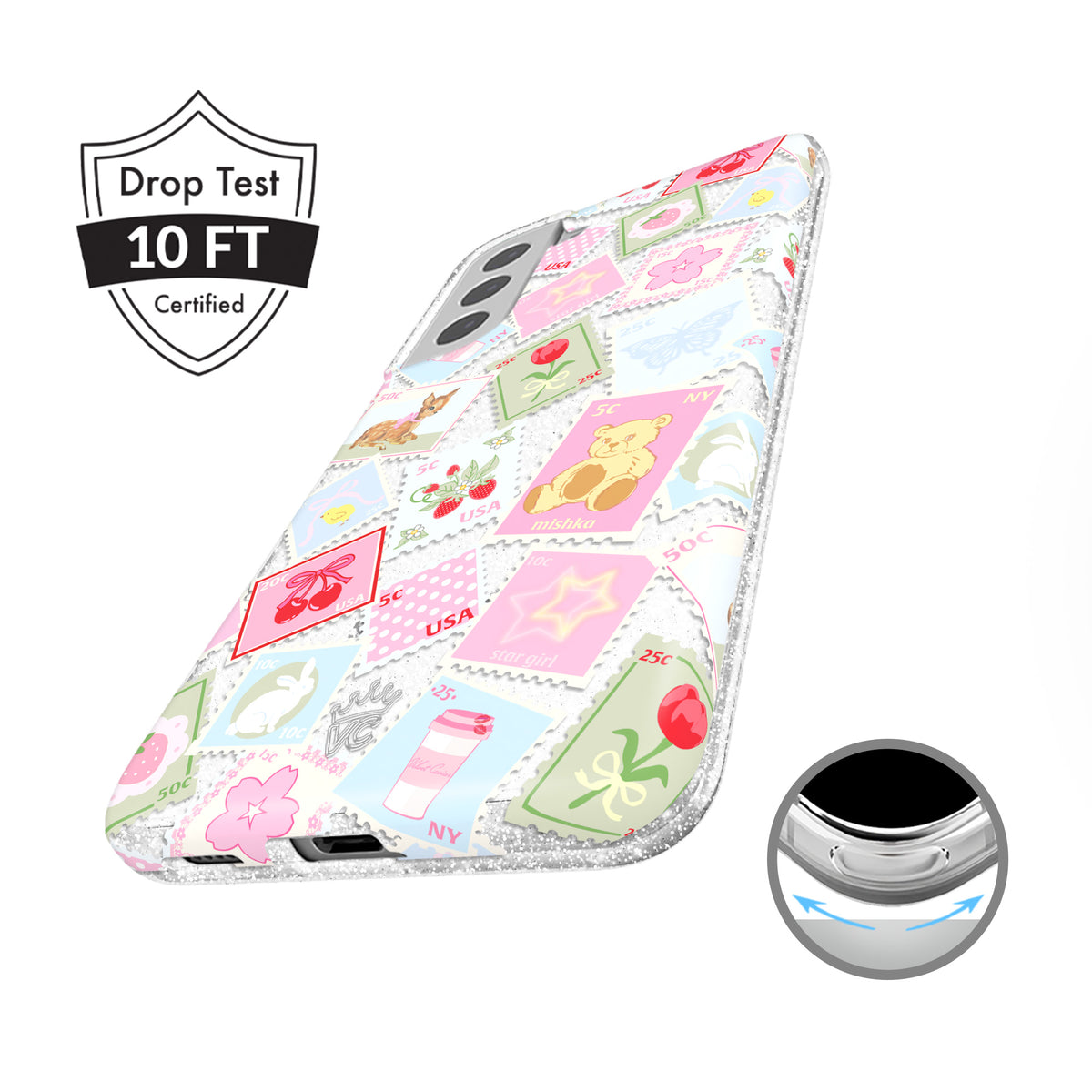 Spring Whimsy Stamps Glitter Samsung Case - Image 4