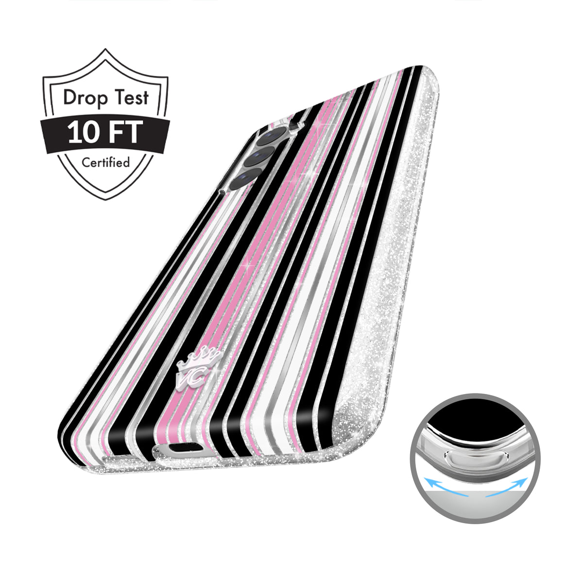 Pretty Punk Stripes Glitter Samsung Case - Image 7