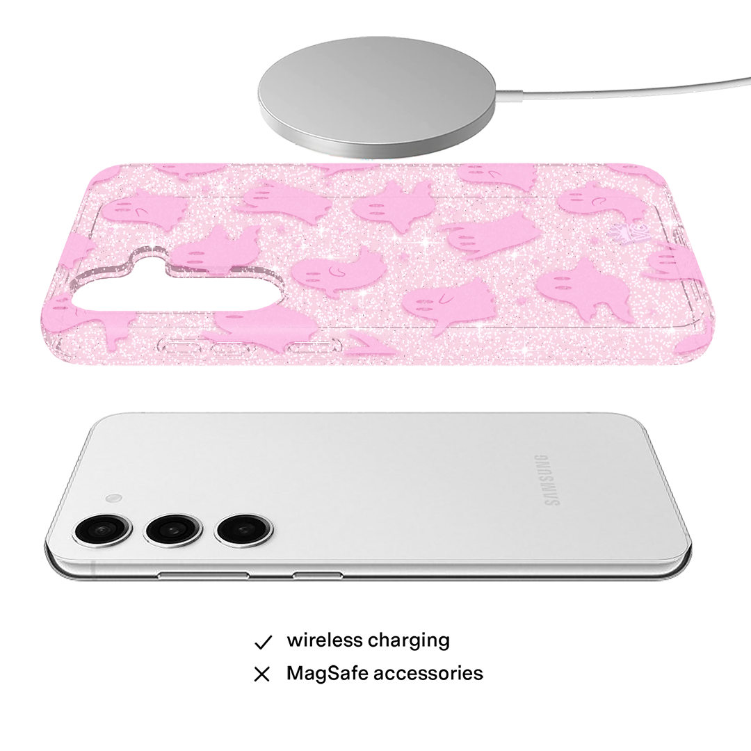 Ghosted Pink Glitter Samsung Case - Image 4