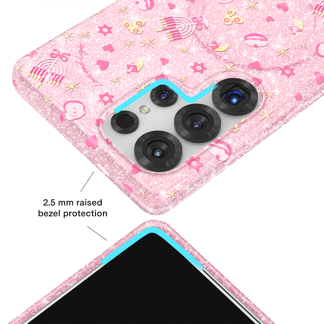 Pink Hanukkah Glitter Samsung Case - Image 3
