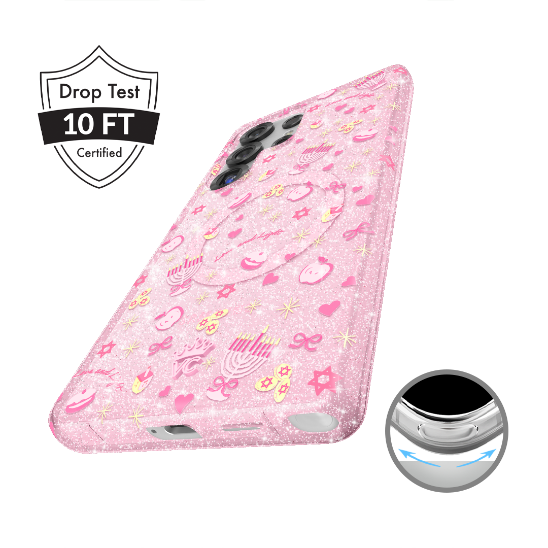 Pink Hanukkah Glitter Samsung Case - Image 2