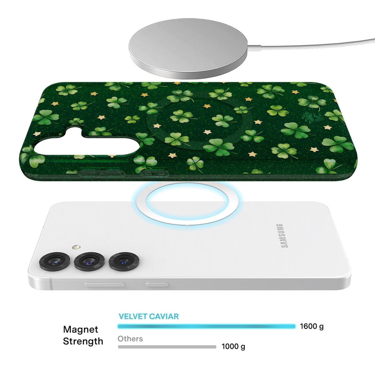 Lucky Clover Glitter Samsung Case - Image 4