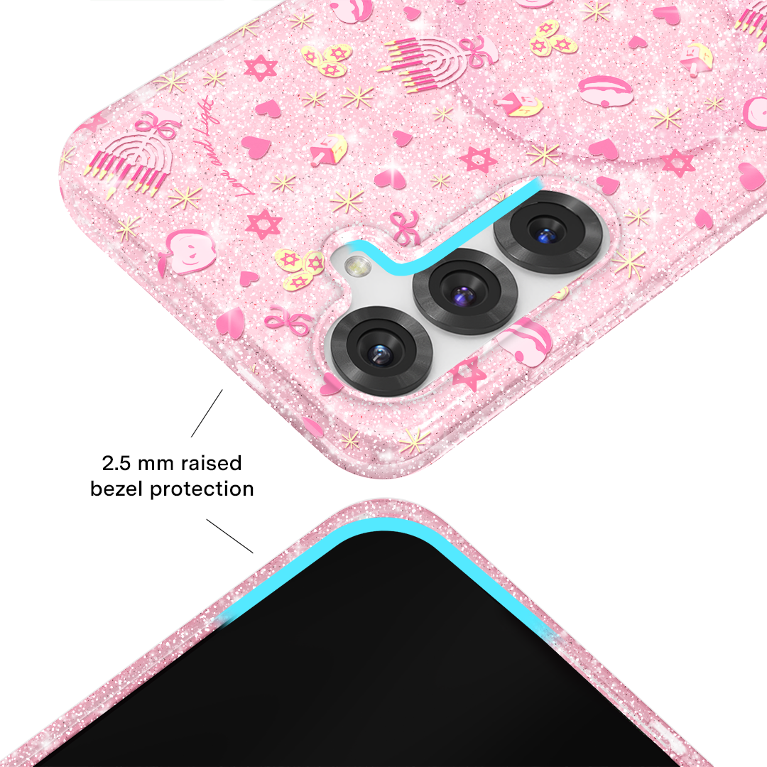 Pink Hanukkah Glitter Samsung Case - Image 8
