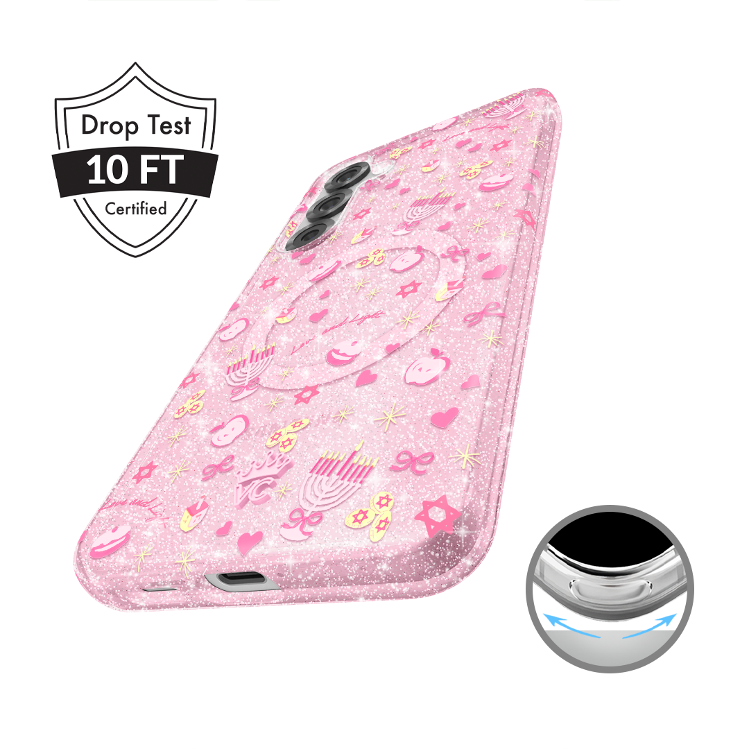 Pink Hanukkah Glitter Samsung Case - Image 7