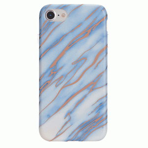 Sky Blue Rose Gold Chrome Marble iPhone case