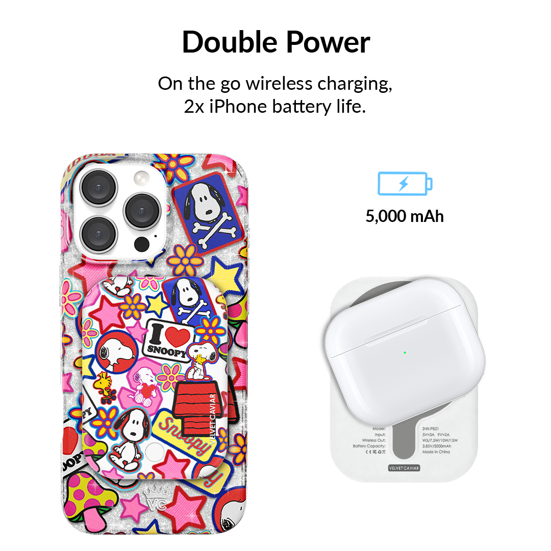 Snoopy Patchwork Portable MagSafe Charger Power Pack - Image 3