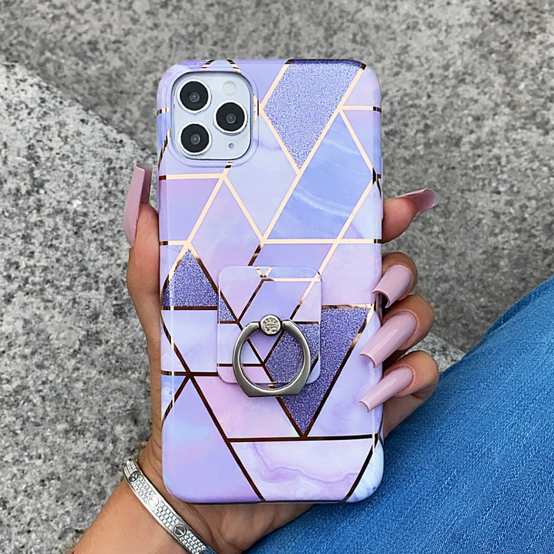 Purple Geometric Marble iPhone Case - Image 2