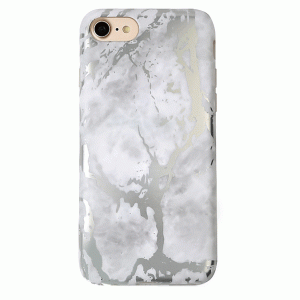 White Marble Silver Chrome iPhone Case