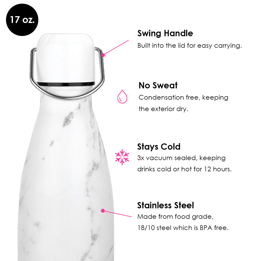 White Marble Water Bottle - Image 3