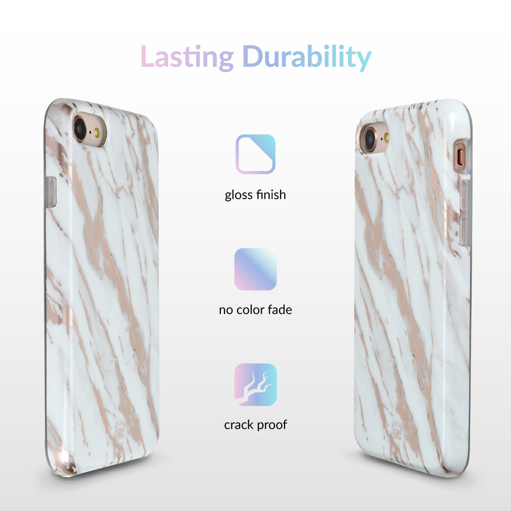White Marble Rose Gold Chrome 2.0 iPhone Case - Image 5