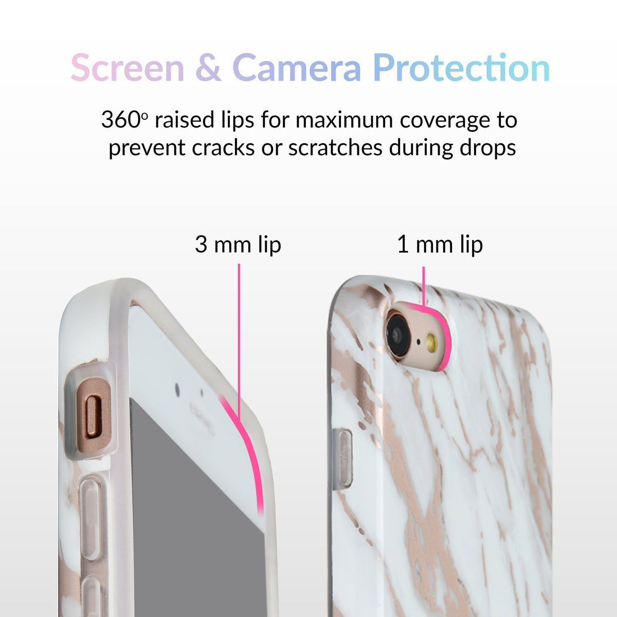 White Marble Rose Gold Chrome 2.0 iPhone Case - Image 3